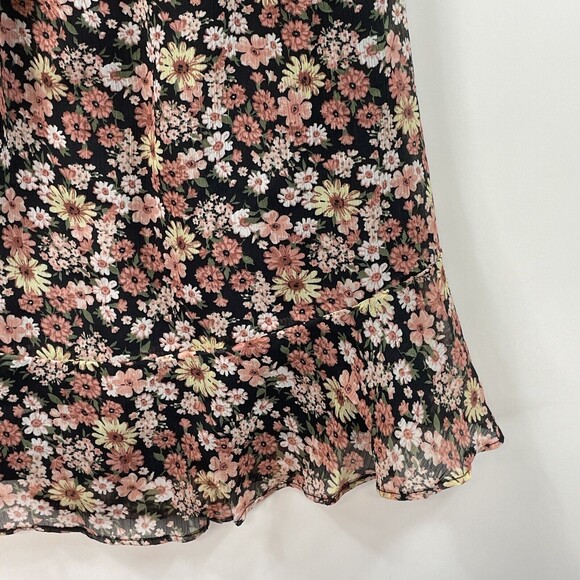 ABERCROMBIE & FITCH Black Floral Chiffon Halter Tie Mini Dress Womens Sz Small - Picture 6 of 8